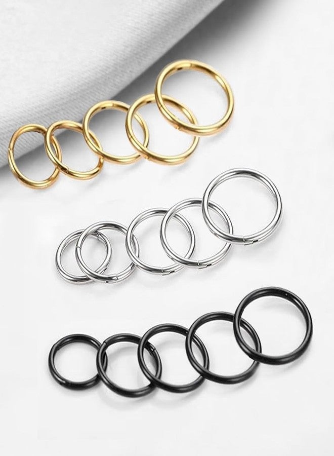SEEDRILL 5pcs Hypoallergenic Nose Rings Hoops for Women Men 316L Surgical Steel Hinged Clicker Segment for Nostril Septum Helix Cartilage Daith Tragus Conch Rook Lip Ear Lobe Earrings 20G Black - Image 4